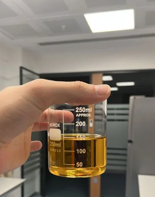 flaxseed oil sample in the laboratory